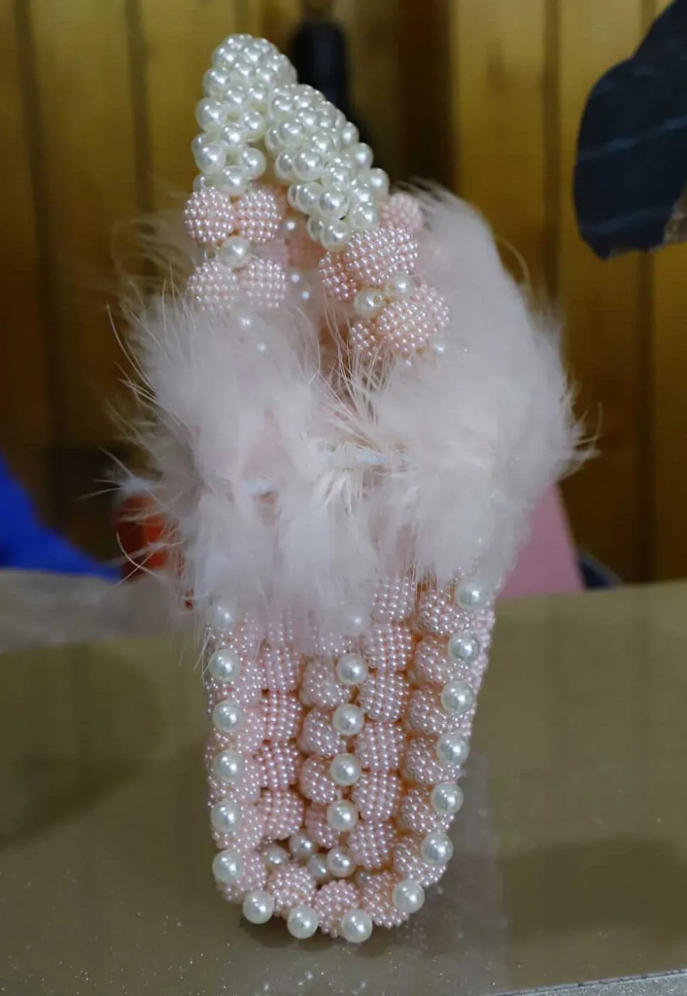 Beaded String Handbag in Pink