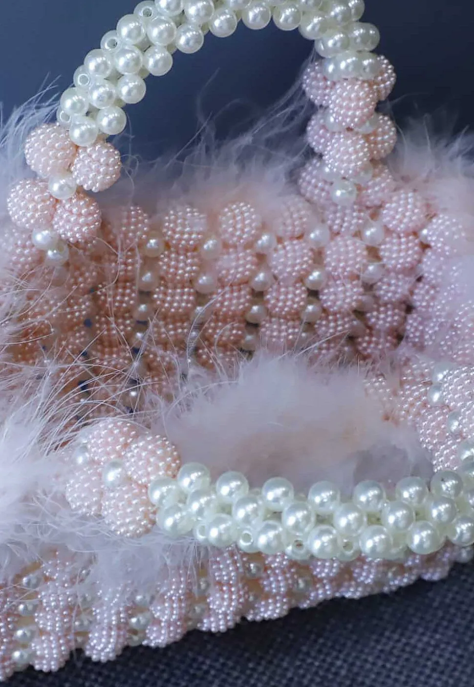 Beaded String Handbag in Pink