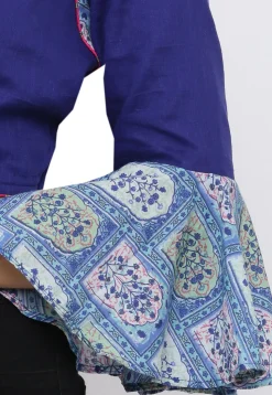 Block Printed Cotton Blouse in Blue