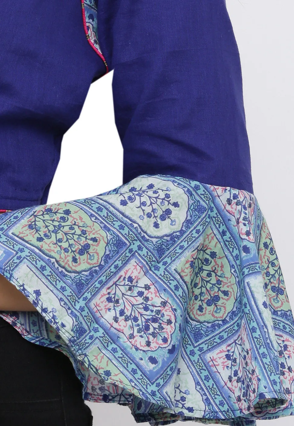 Block Printed Cotton Blouse in Blue