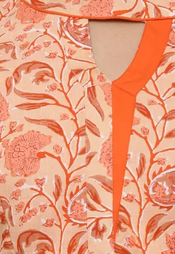 Block Printed Cotton Blouse in Peach