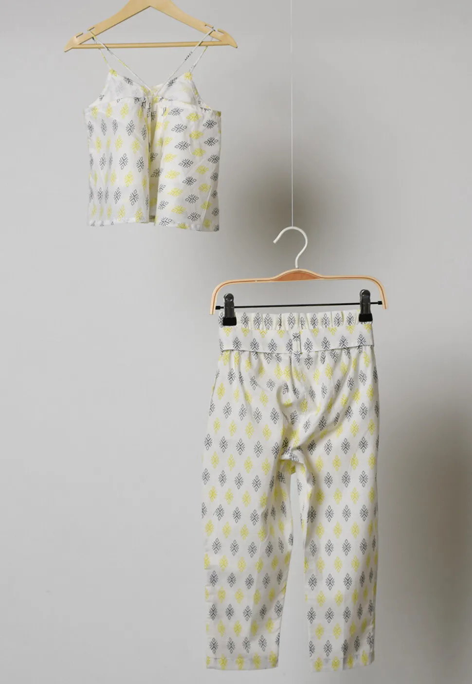 Block Printed Cotton Co Ord Set in White