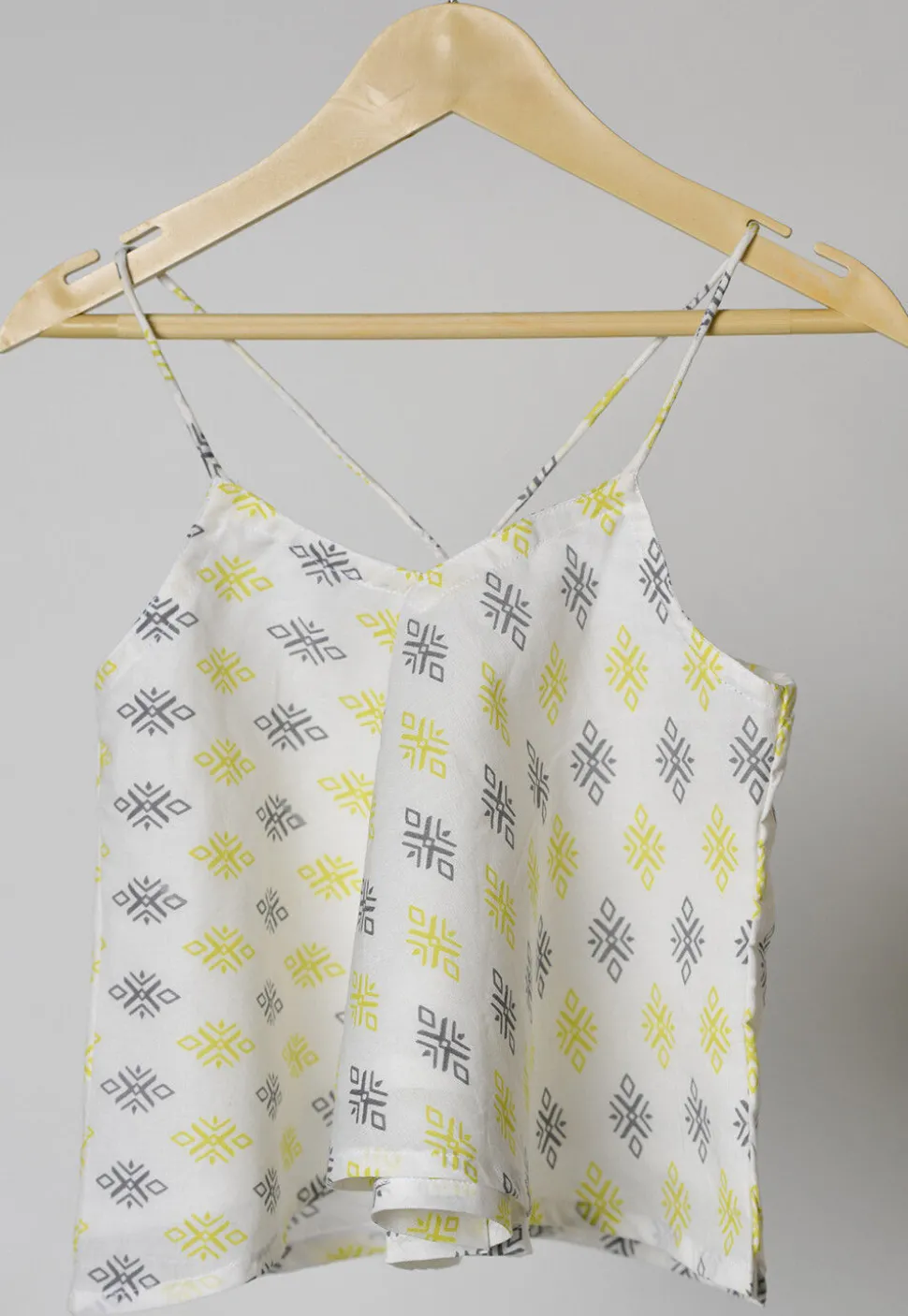 Block Printed Cotton Co Ord Set in White