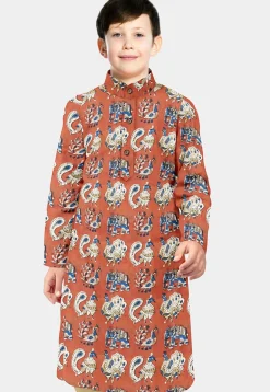 Block Printed Cotton Kurta in Rust