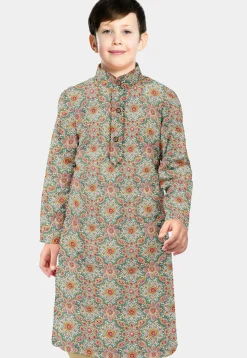 Block Printed Cotton Kurta in Dusty Green