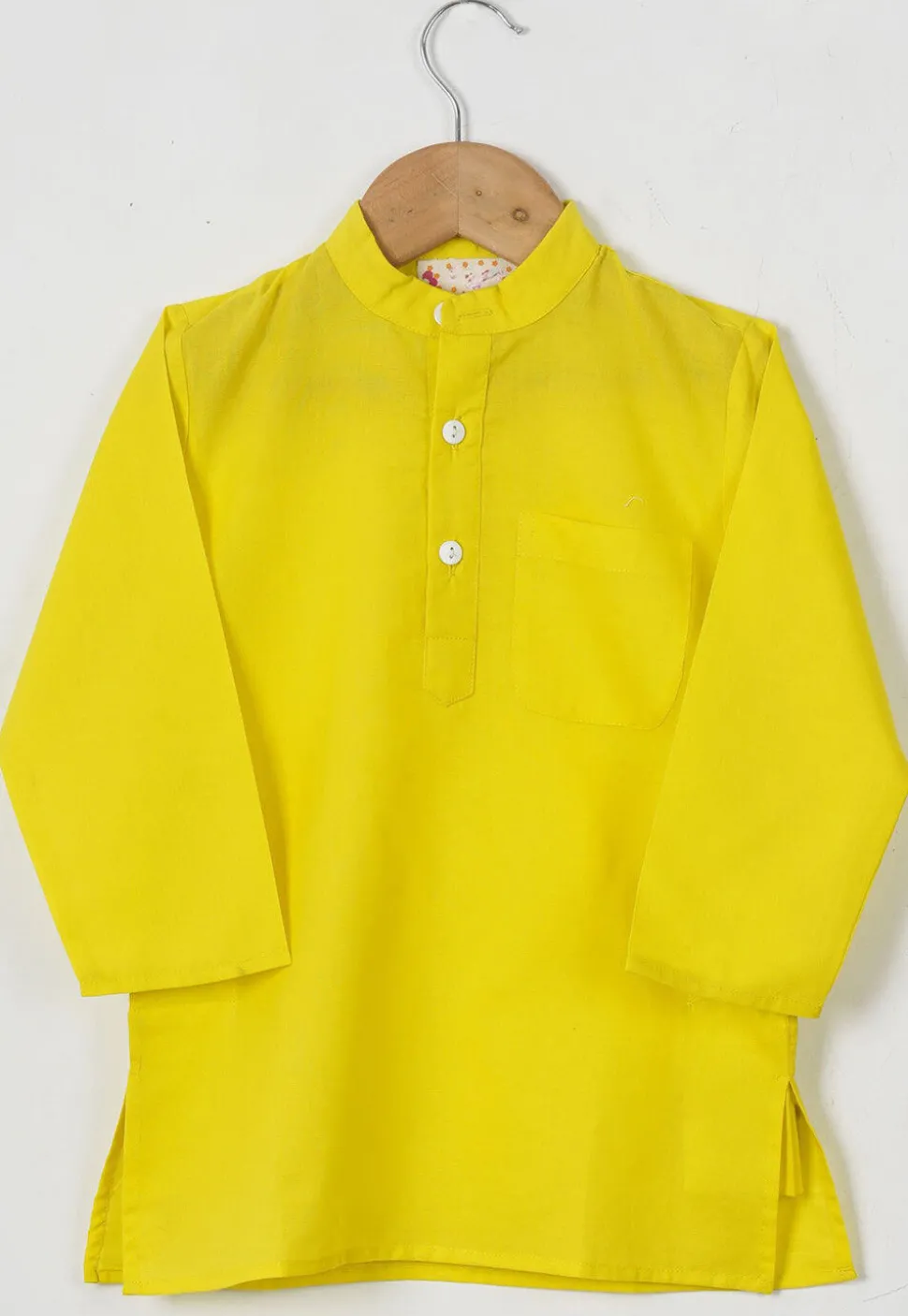 Block Printed Cotton Kurta Set in Yellow