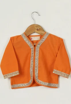 Block Printed Cotton Lehenga in Orange