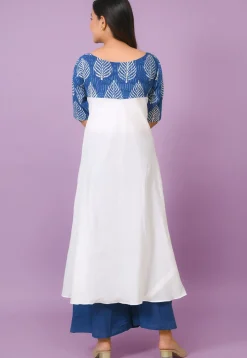 Block Printed Cotton Pakistani Suit in White