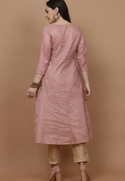 Block Printed Cotton Pakistani Suit in Pink