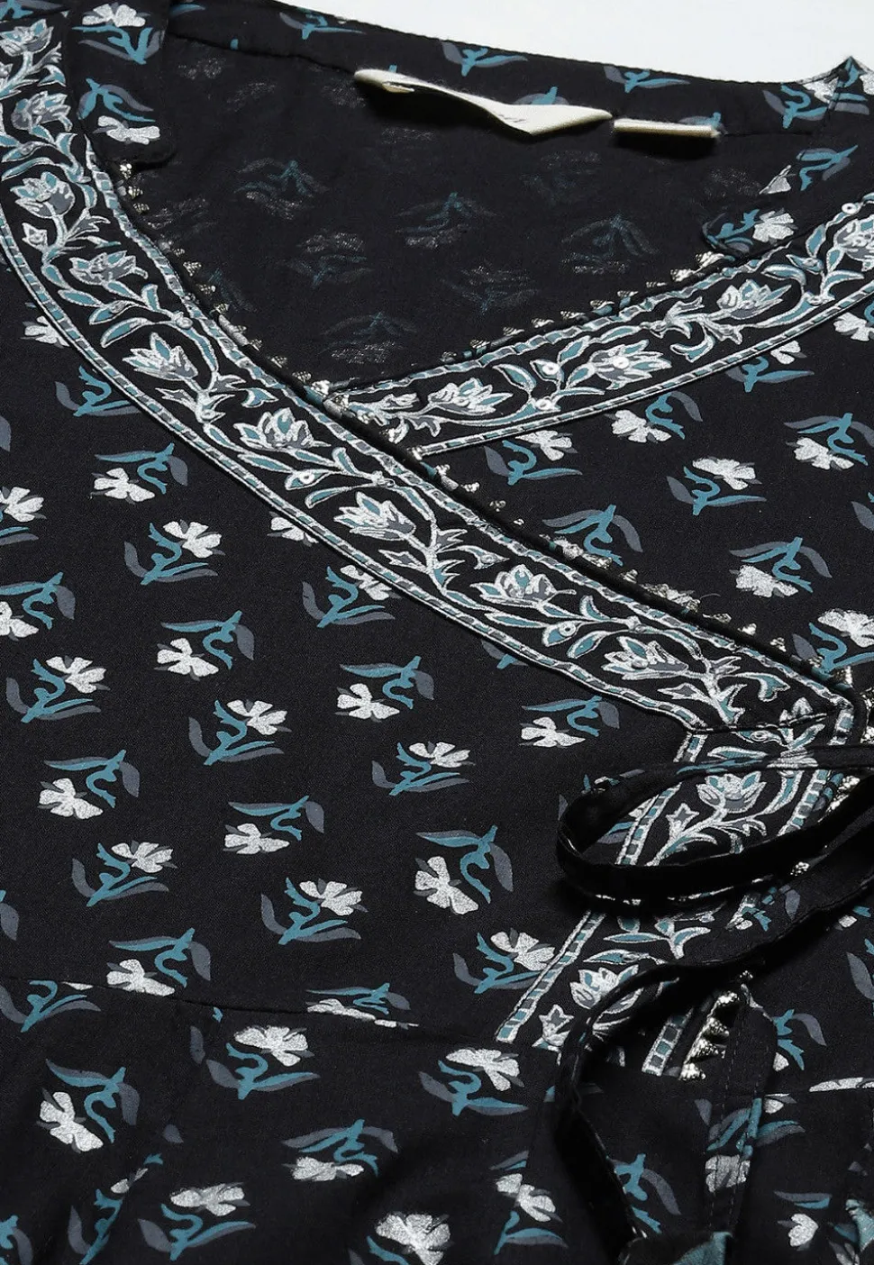 Block Printed Cotton Pakistani Suit in Black