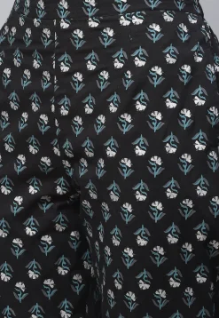 Block Printed Cotton Pakistani Suit in Black