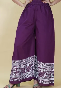 Block Printed Cotton Palazzo in Purple