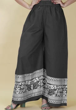 Block Printed Cotton Palazzo in Grey