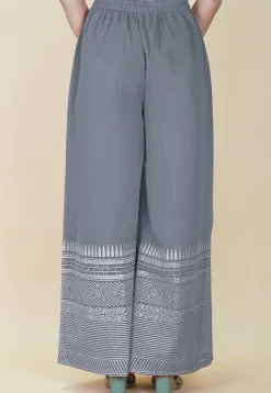 Block Printed Cotton Palazzo in Grey