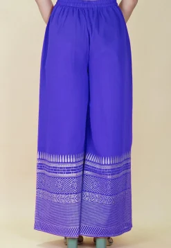 Block Printed Cotton Palazzo in Blue