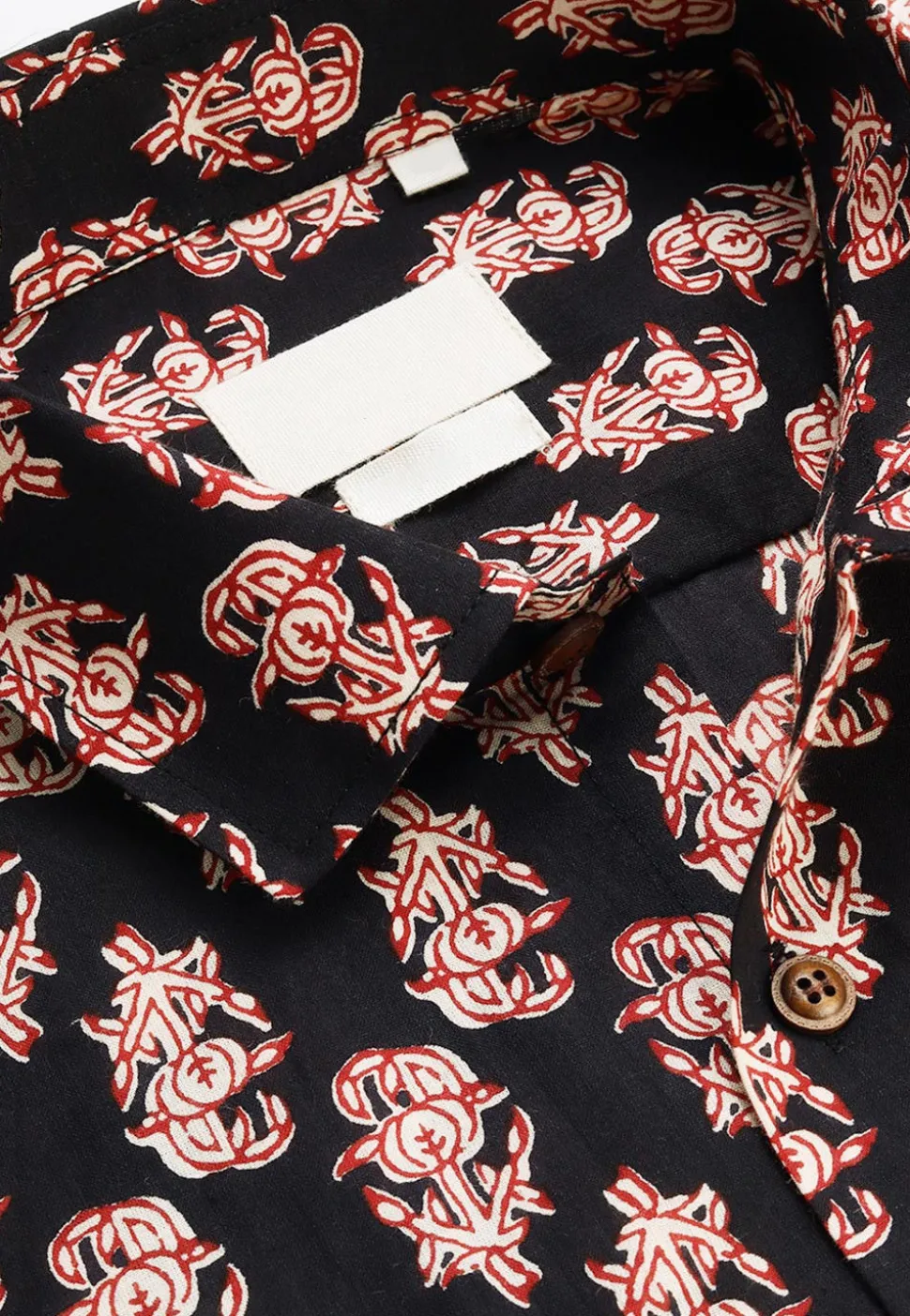 Block Printed Cotton Shirt in Black