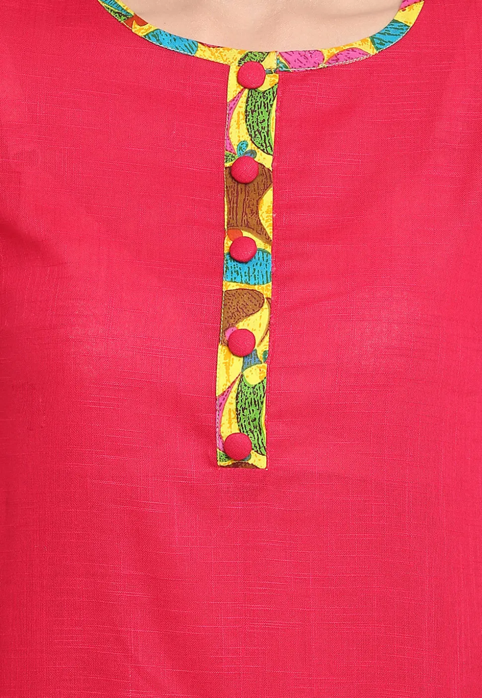 Block Printed Cotton Slub Pakistani Suit in Fuchsia