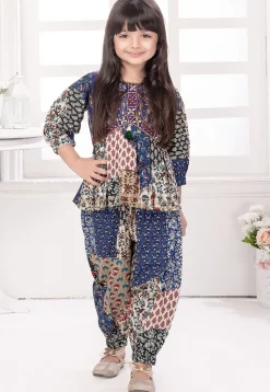Block Printed Cotton Top Set in Multicolor