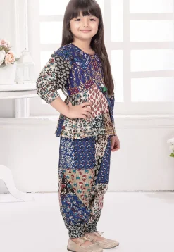 Block Printed Cotton Top Set in Multicolor