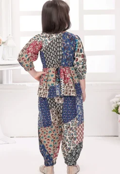 Block Printed Cotton Top Set in Multicolor