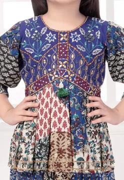 Block Printed Cotton Top Set in Multicolor