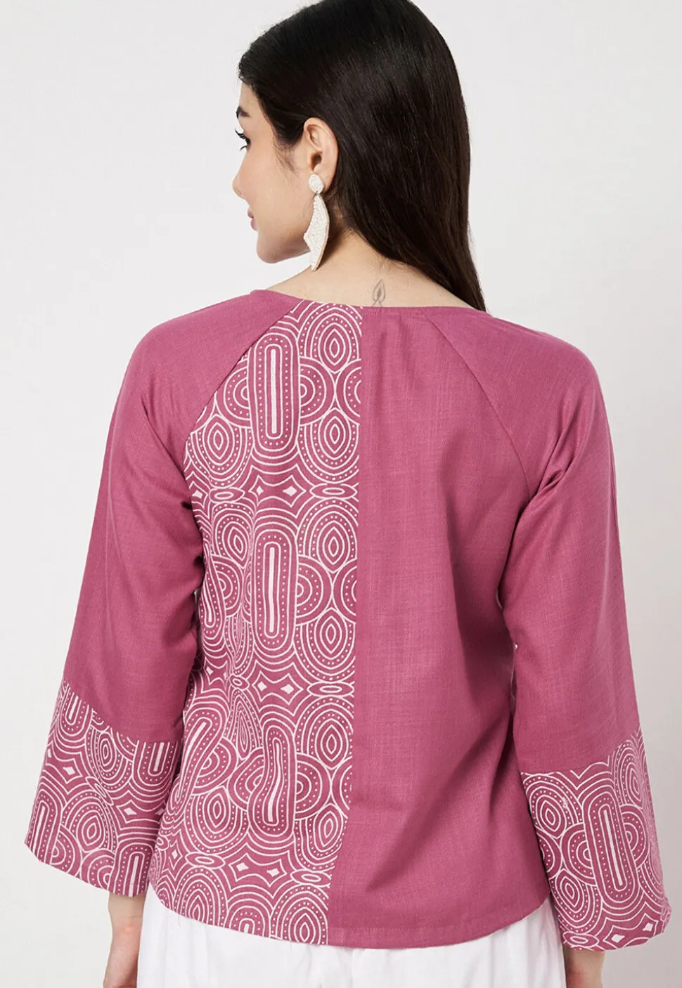 Block Printed Cotton Top in Pink