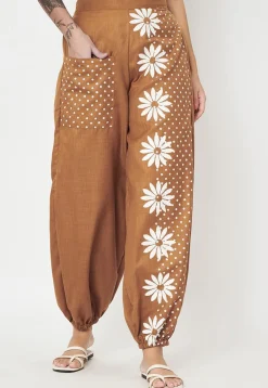 Block Printed Cotton Trouser in Brown