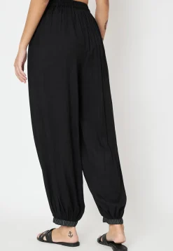 Block Printed Cotton Trouser in Black