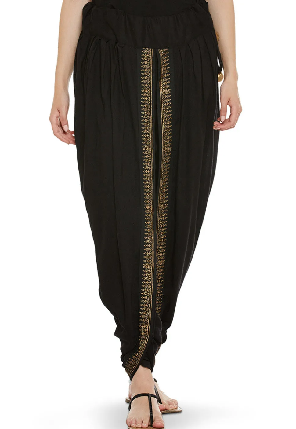 Block Printed Cotton Viscose Dhoti in Black