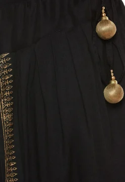 Block Printed Cotton Viscose Dhoti in Black