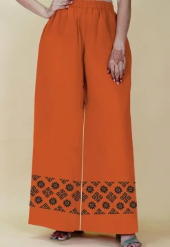 Block Printed Georgette Palazzo in Orange