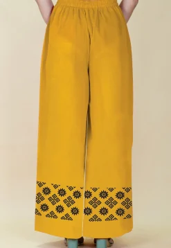 Block Printed Georgette Palazzo in Mustard
