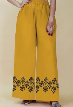 Block Printed Georgette Palazzo in Mustard