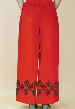 Block Printed Georgette Palazzo in Red