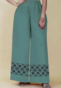Block Printed Georgette Palazzo in Dusty Blue