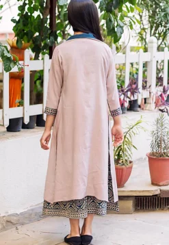 Block Printed Pure Cotton Jumpsuit in Navy Blue
