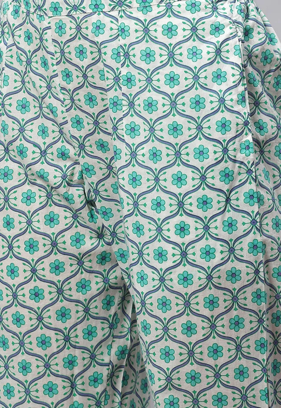 Block Printed Pure Cotton Pakistani Suit in Light Blue