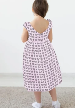 Block Printed Rayon Dress in Pink