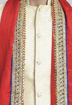 Bordered Crepe Dupatta in Red