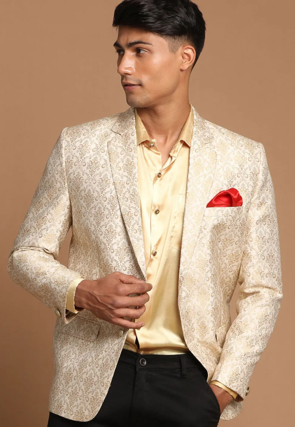 Brocade Blazer in Cream