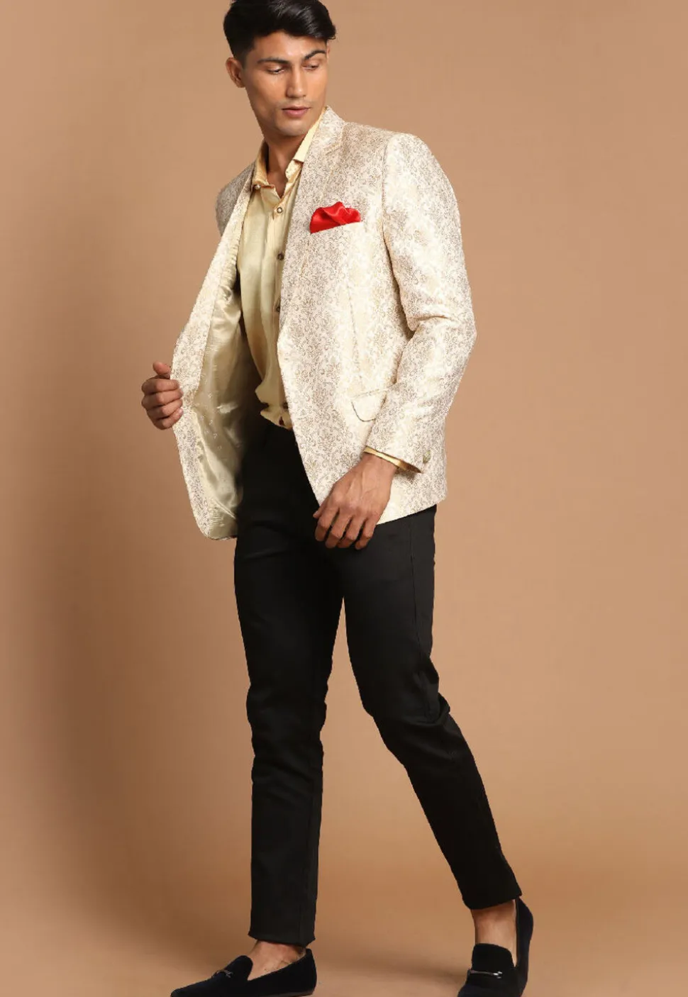 Brocade Blazer in Cream