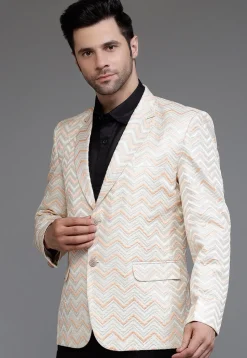 Brocade Blazer in Cream