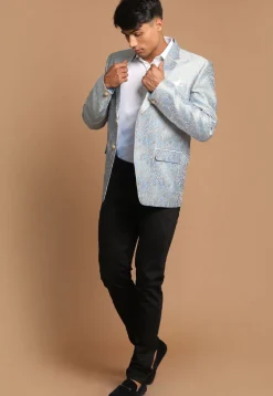 Brocade Blazer in Grey