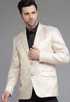 Brocade Blazer in Light Beige