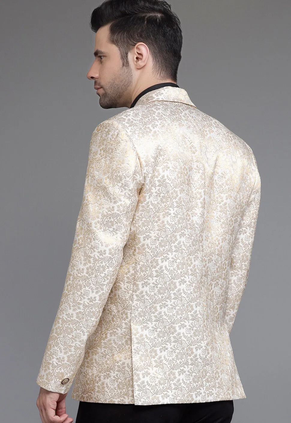 Brocade Blazer in Light Beige