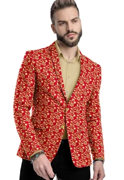 Brocade Blazer in Red