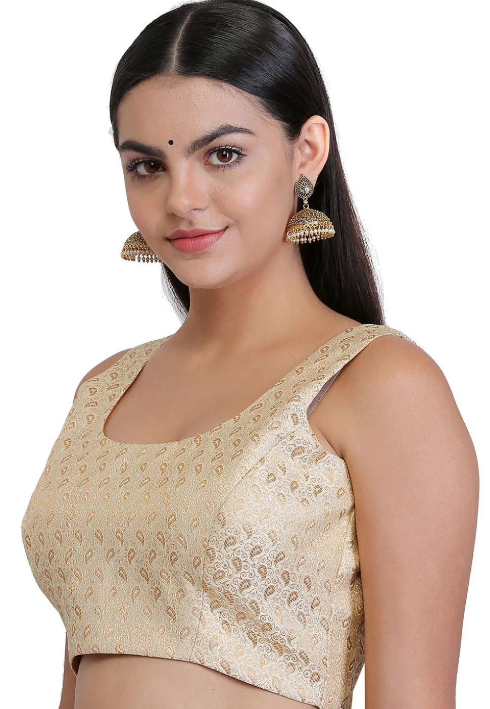 Brocade Blouse in Beige