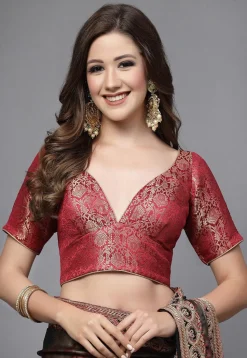 Brocade Blouse in Maroon