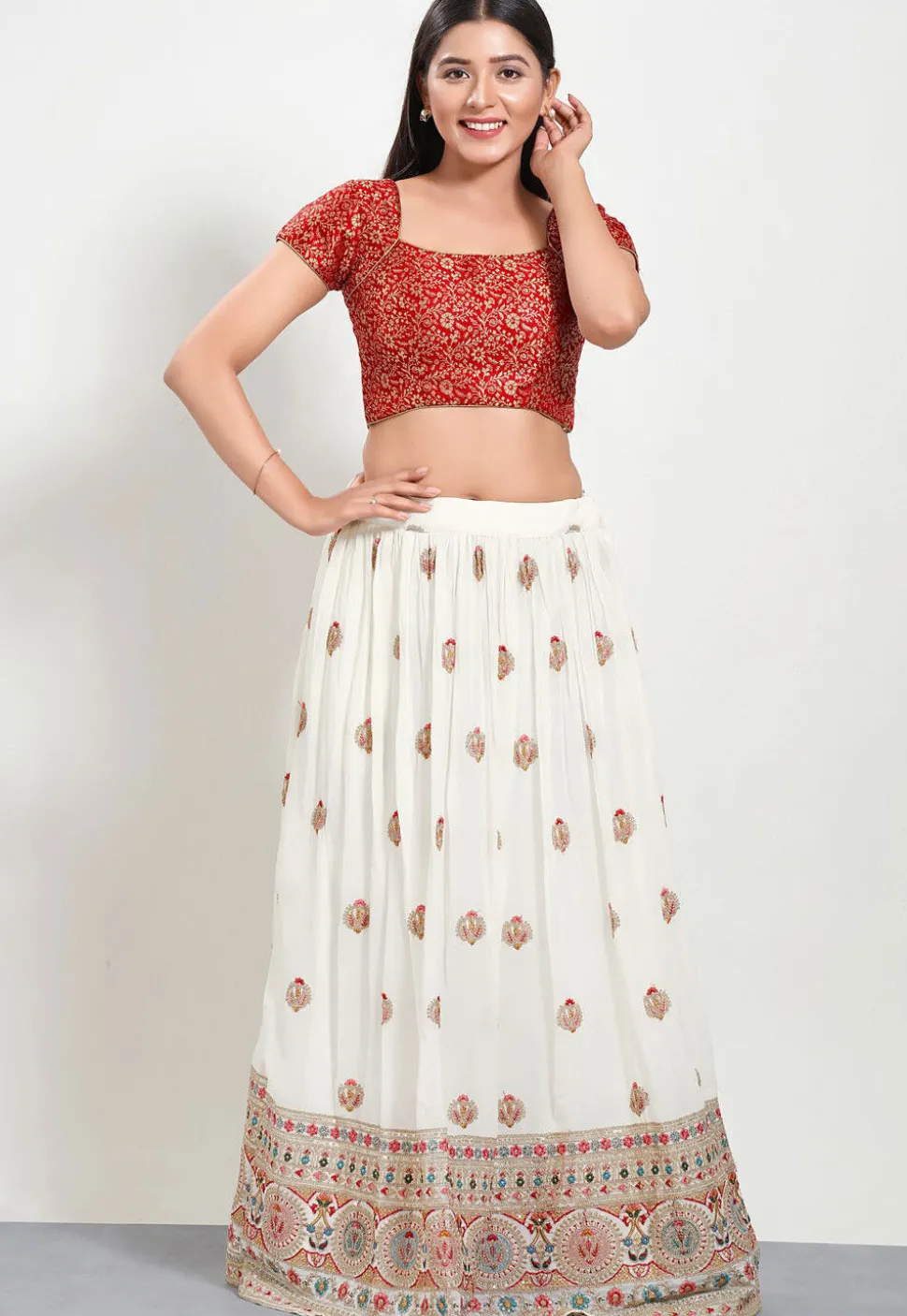 Brocade Blouse in Red
