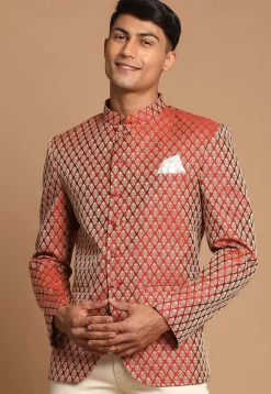 Brocade Jodhpuri Jacket in Maroon